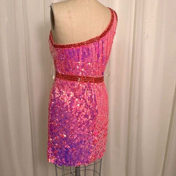 Aleta Hot Pink Iridescent mini dress - Picture 6 of 6